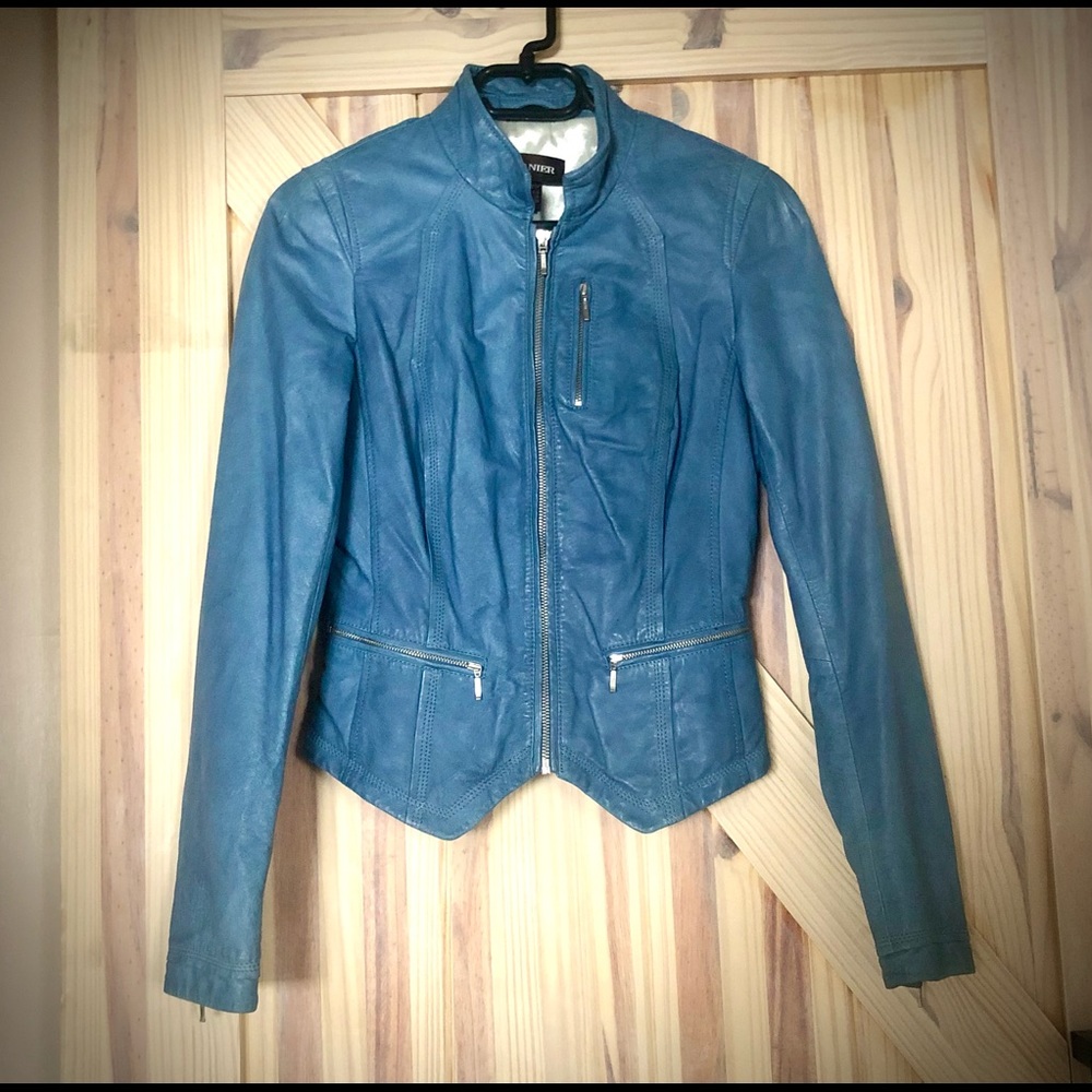 Danier Light Blue Leather Jacket 2XS
